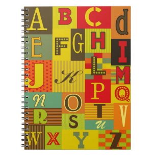Retro-Alphabet-Design. Vintage Darstellung Notizblock