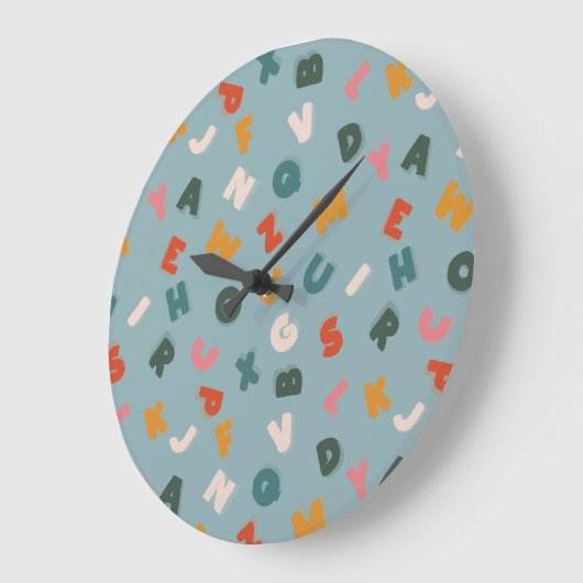 retro alphabet soup kids große wanduhr (Winkel)