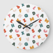 Retro Alphabet Suppe Kinder Große Wanduhr (Vorderseite)