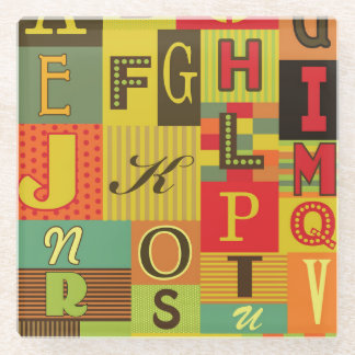 Retro-Alphabet, vintage Charme Glasuntersetzer