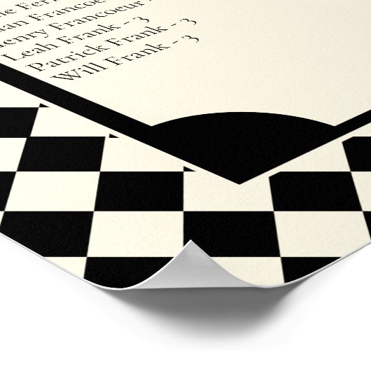 Retro Alphabetical Wedding Seating Chart Poster (Ecke)