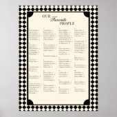 Retro alphabetischer Hochzeits-Sitzplan Poster (Vorne)