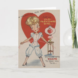 Retro Alt modische Girl Valentine's Day Card Feiertagskarte