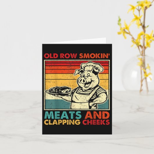 Retro alte Row Rauchen Fleisch und Klatschen Wange Karte (Gelbe Blume)