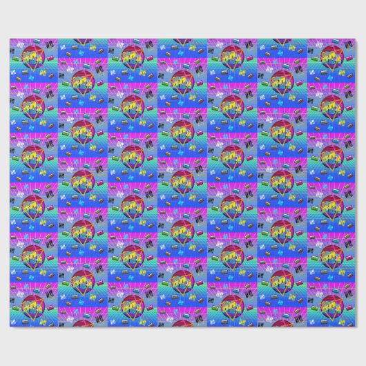 RETRO-ALTE SCHULE DER 80er Jahre Geschenkpapier (Flach)