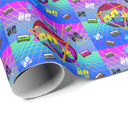 RETRO-ALTE SCHULE DER 80er Jahre Geschenkpapier (Rolleneckpunkt)