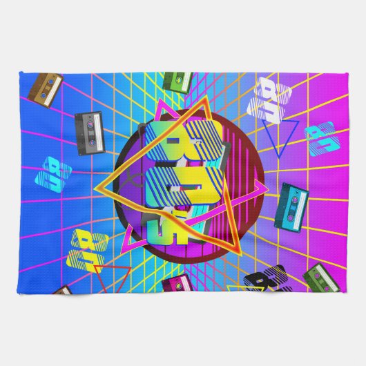 RETRO-ALTE SCHULE DER 80er Jahre Geschirrtuch (Horizontal)