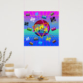 RETRO-ALTE SCHULE DER 80er Jahre Poster (Küche)