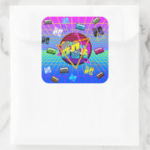 RETRO-ALTE SCHULE DER 80er Jahre Quadratischer Aufkleber (Tasche)