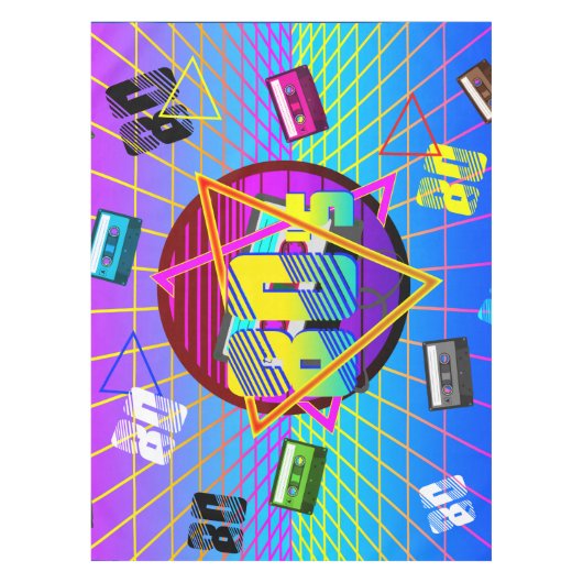 RETRO-ALTE SCHULE DER 80er Jahre Tischdecke (Vorderseite)