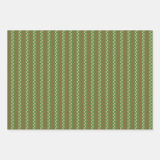 Retro Alte Weihnachtsstitching Geschenkpapier Set (Vorderseite 2)