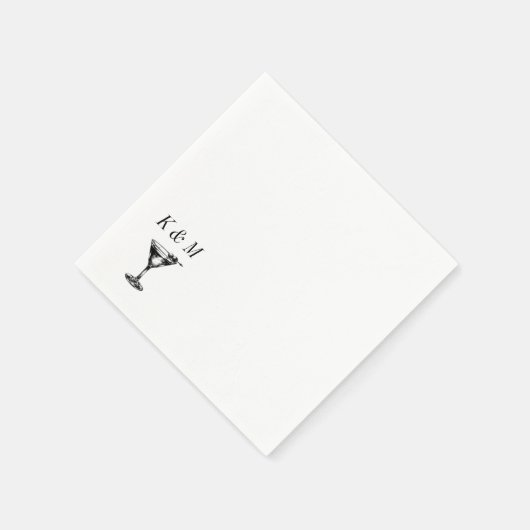 Retro Altes Geld Martini Handgezeichnete individue Serviette (Ecke)