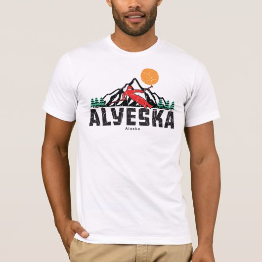 Retro Alyeska Ski Sunset T-Shirt (Vorderseite)
