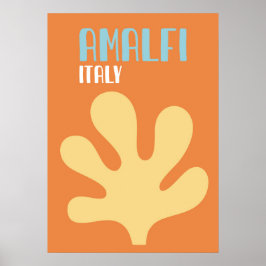Retro Amalfi Coast Travel Poster – Vibrant Orange