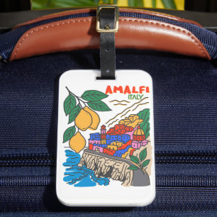 Retro Amalfi Italien Mittelmeer Art Handgezeichnet Gepäckanhänger