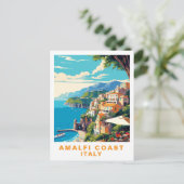 Retro Amalfi Küste Italien Reisen Postkarte (Stehend Vorderseite)
