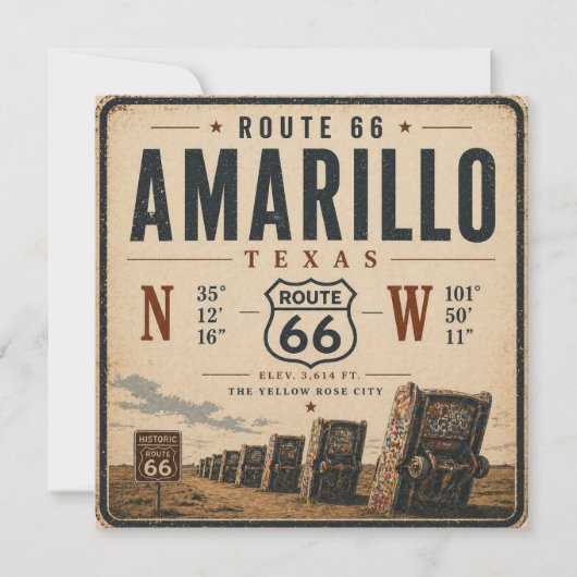 Retro Amarillo Route 66 Postkarten Kunst (Vorderseite)
