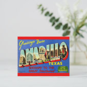 Retro Amarillo TX Postkarte (Stehend Vorderseite)