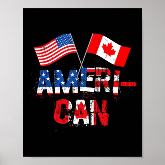 Retro Ameri-can Canada Usa Flag Patriotic Canadian Poster (Vorne)