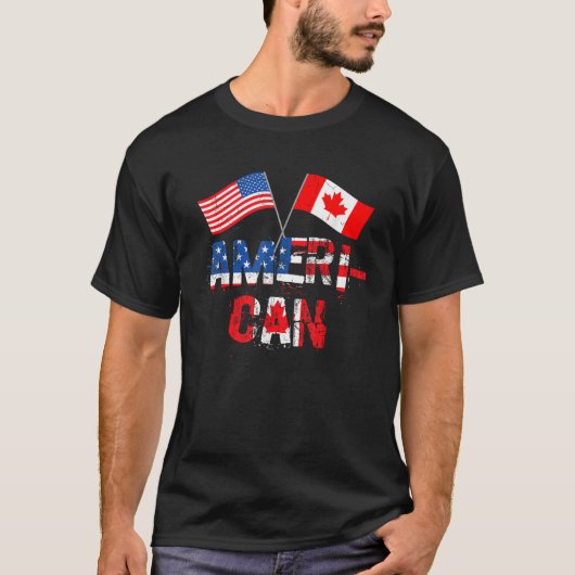 Retro Ameri Can Canada USA Flag Patriotic Canadian T-Shirt (Vorderseite)