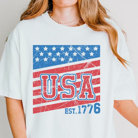 Retro America Flag USA Familie 4. Juli T-Shirt