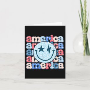 Retro America Groovy Smile Face American Flag 4. Karte