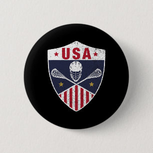 Retro America Lacrosse I Proud Usa Lax Player Jers Button