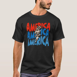 Retro America Leopard Lightning Bolt Patriotic 4. T-Shirt