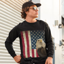 Retro American Bald Eagle USA Flag Long Sleeve