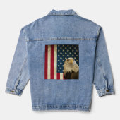 Retro American Bald Eagle USA Flag Womens Jeansjacke (Rückseite)