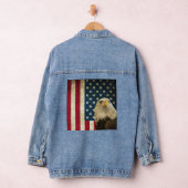 Retro American Bald Eagle USA Flag Womens Jeansjacke (Hangar)
