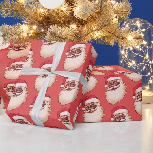 Retro American Black Santa Weihnachten Geschenkpapier (Feiertage)