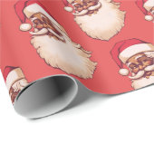 Retro American Black Santa Weihnachten Geschenkpapier (Rolleneckpunkt)