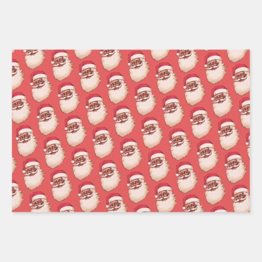 Retro American Black Santa Weihnachten Geschenkpapier Set (Vorderseite)