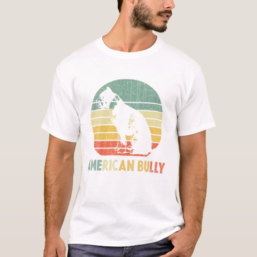Retro American Bully T Shirt Pitty Pitties Bulldog (Vorderseite)