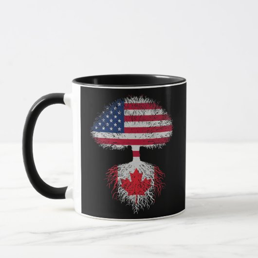 Retro American Canadian Flag Tree Roots Canada Tasse (Links)