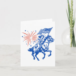 Retro American Cowgirl Pferd 4. Juli USA Flagge Karte