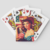 Retro American Cowgirl Pinup Spielkarten (Rückseite)