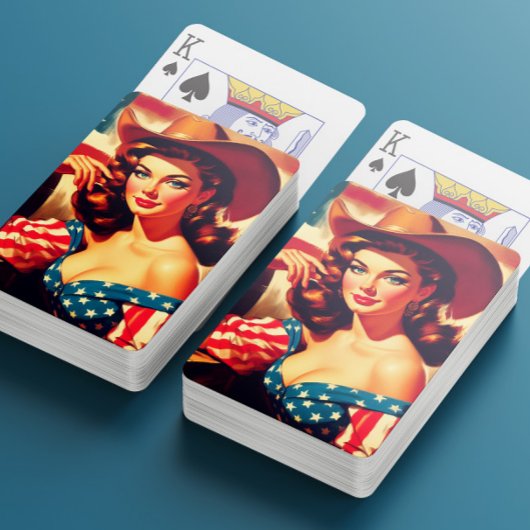 Retro American Cowgirl Pinup Spielkarten