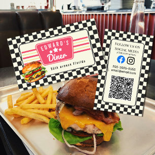 Retro American diner 1960 1950er Milchshake Visitenkarte