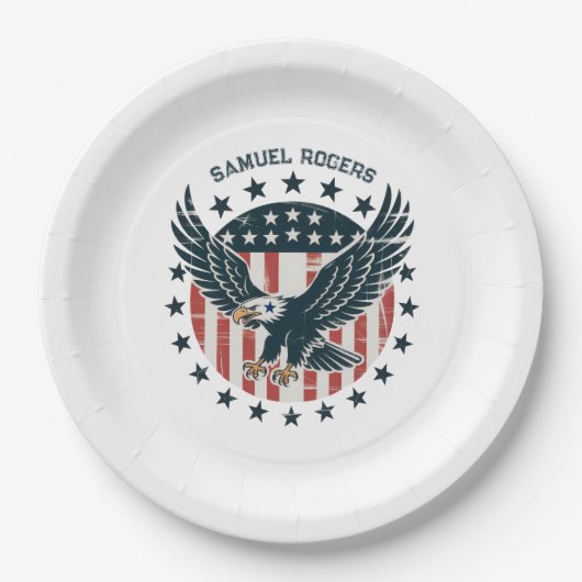 Retro American Eagle  Pappteller (Vorderseite)
