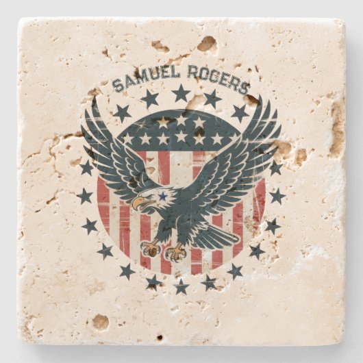 Retro American Eagle  Steinuntersetzer (Vorderseite)