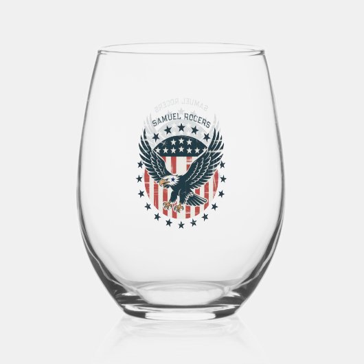 Retro American Eagle  Weinglas Ohne Stiel (Rückseite)