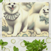 Retro American Eskimo Illustration Geschirrtuch (Gefaltet)