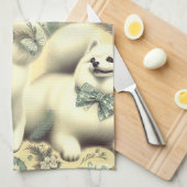 Retro American Eskimo Illustration Geschirrtuch (Viertel Falte)