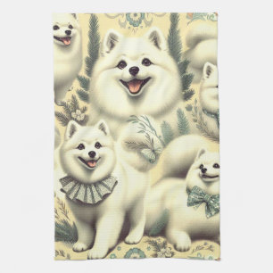 Retro American Eskimo Illustration Geschirrtuch