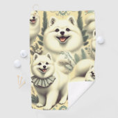 Retro American Eskimo Illustration Golfhandtuch (Insitu)
