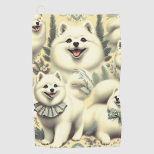 Retro American Eskimo Illustration Golfhandtuch