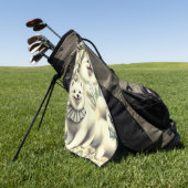 Retro American Eskimo Illustration Golfhandtuch (Gras)