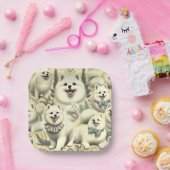 Retro American Eskimo Illustration Pappteller (Party)